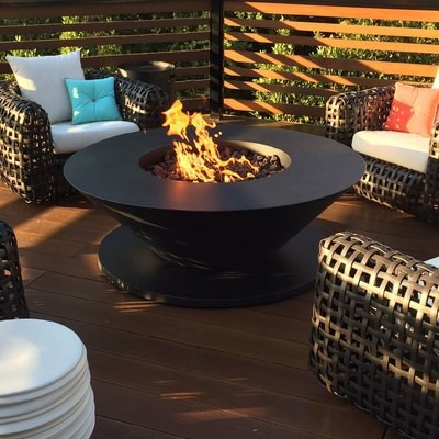 Outdoor setting with 60" charcoal color Ultrafire Gas Fireplace