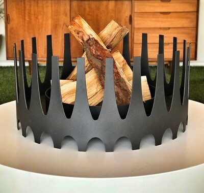 Outdoor display of Charcoal Color wood burning Royalfire- Modfire Outdoor fireplace