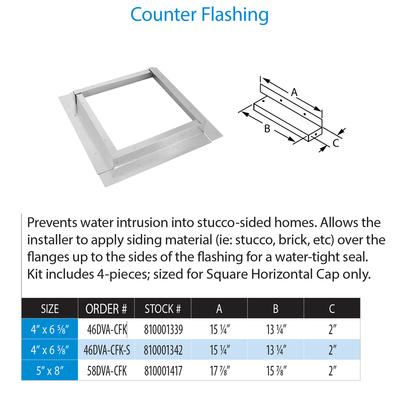 DuraVent 4” x 6 5⁄8” DirectVent Pro Counter Flashing
