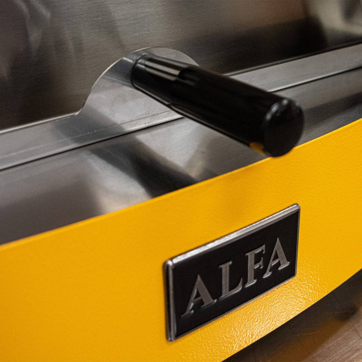 the front door handle on your Alfa 2 pizze is high qulaity and your door is made from stainless steel that is cut perfectly to fit your pizze ove- Similar to the Ooni Pizza oven but far higher quality than the Ooni Solo Stove pizza oven and Blackstone Pizza oven