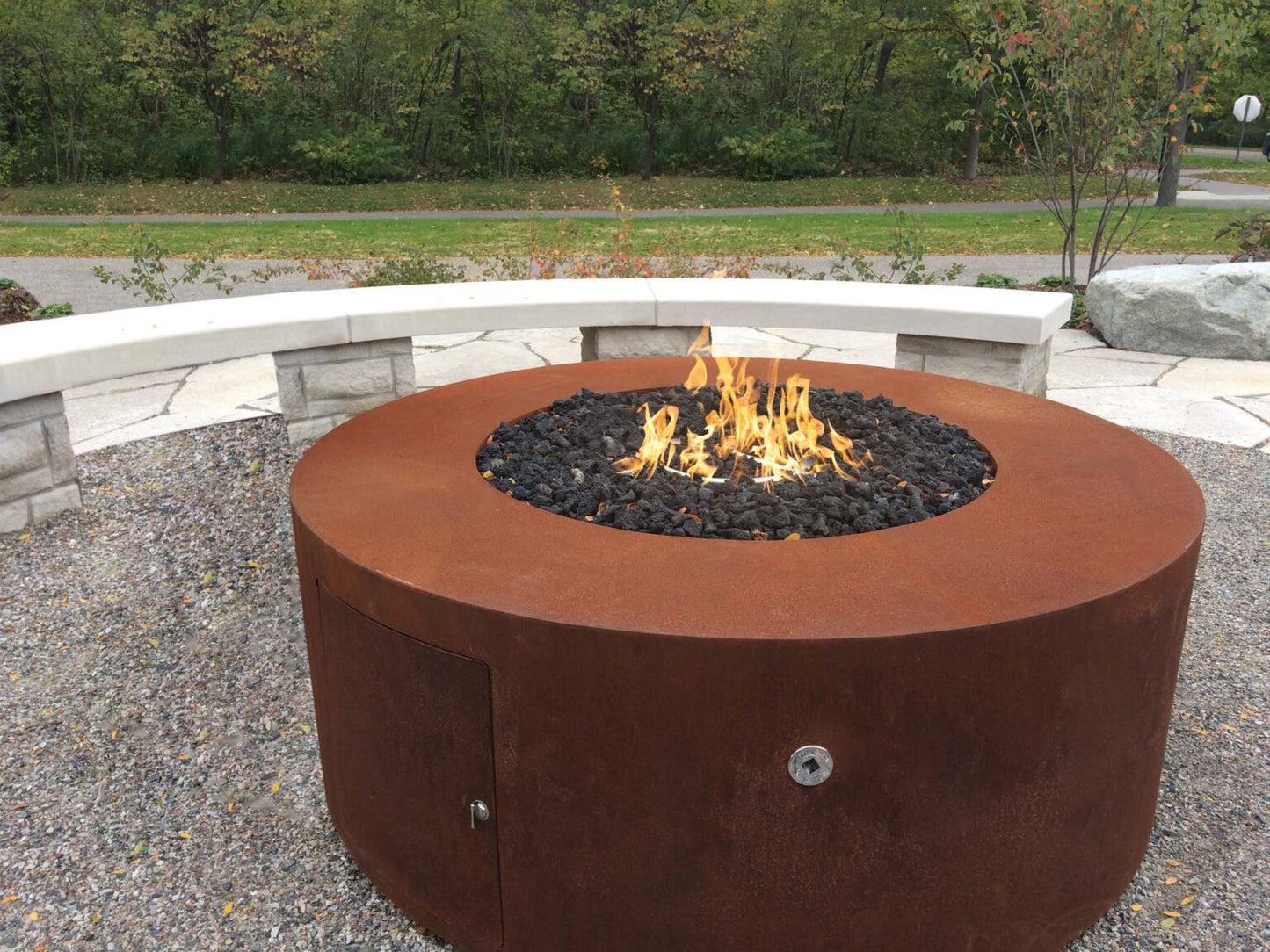 outdoor view of Powdered Coated 24" Tall Unity Fire pit