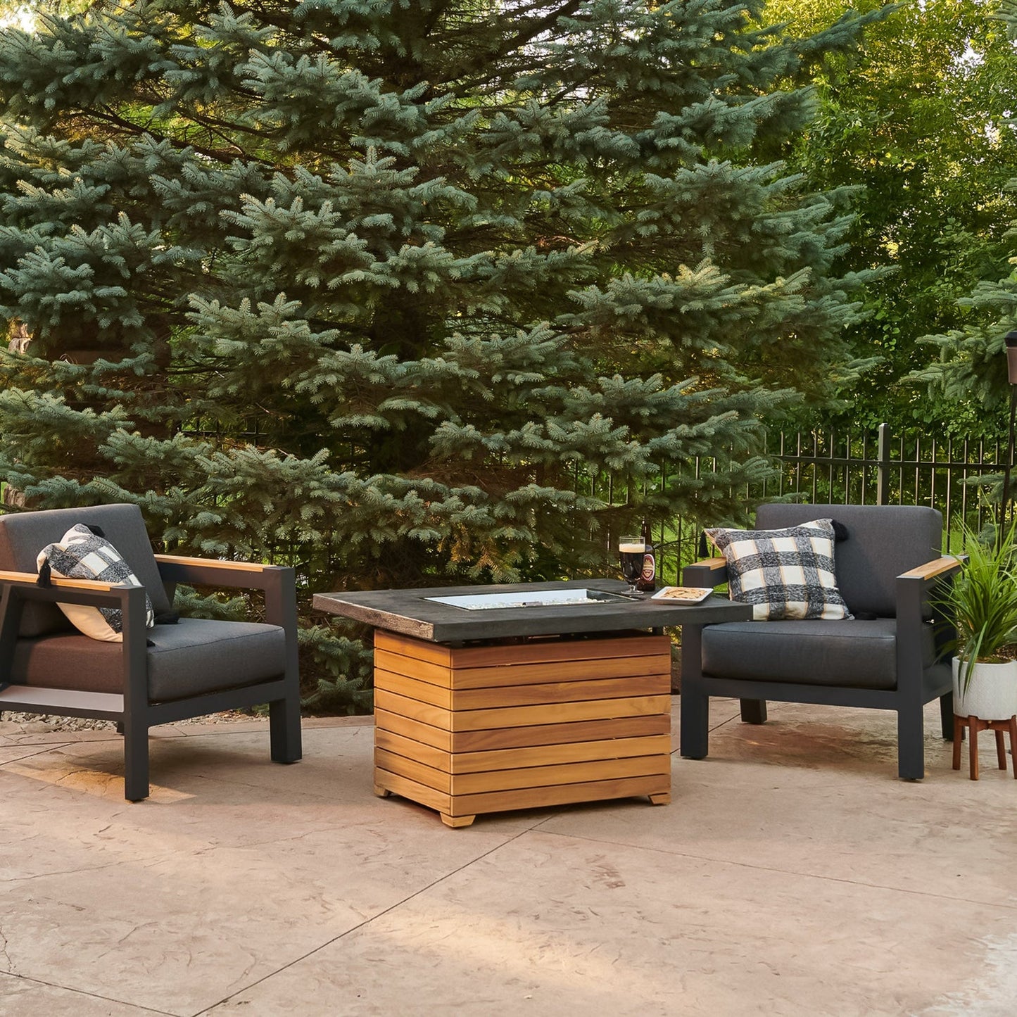 Darien Rectangular Gas Fire Pit Table, Gas Fire Pit Table, Aluminum top, Fire Pit Table