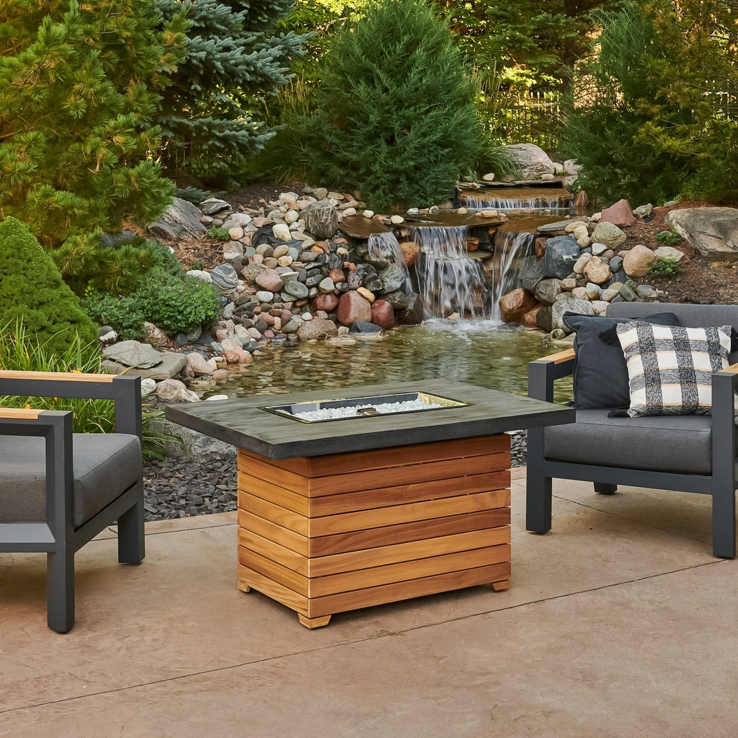 Darien Rectangular Gas Fire Pit Table, Gas Fire Pit Table, Aluminum top, Fire Pit Table