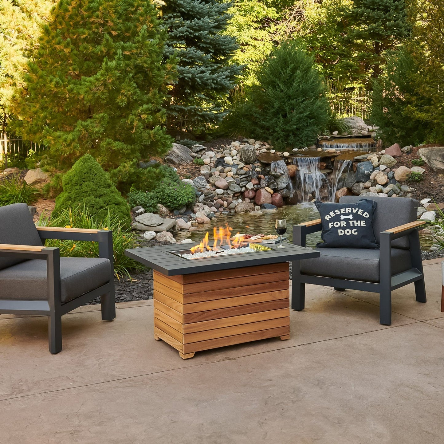 Darien Rectangular Gas Fire Pit Table, Gas Fire Pit Table, Aluminum top, Fire Pit Table