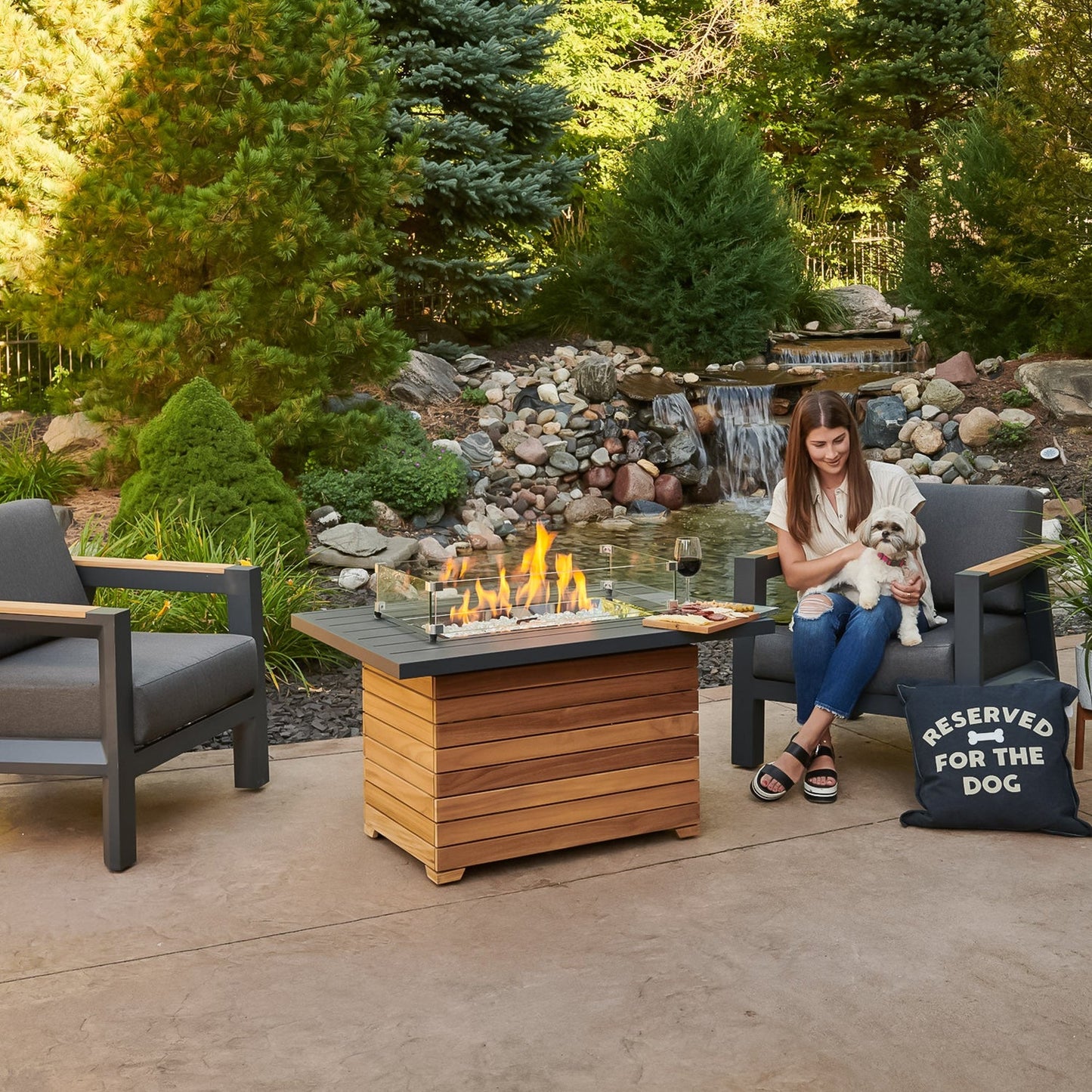 Darien Rectangular Gas Fire Pit Table, Gas Fire Pit Table, Aluminum top, Fire Pit Table