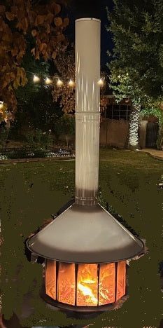 Full See Through fireplace the MALM IS INDOOR OR OUTDOOR Mid Century Modern Turquoise Malm MCM Fireplace is an indoor outdoor fireplace that brings elegance and style to the room or patio. this is a great patio heater. it can be supplemented by the Bromic patio heater as well. This here is the wood Burning MALM MCM