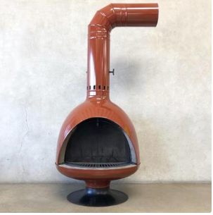 Terra Cotta Brown Fireplace with Elbow and wall flue exit