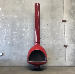 Red or Orange Fireplace Vintage Fireplace Orange Fire Drum 3