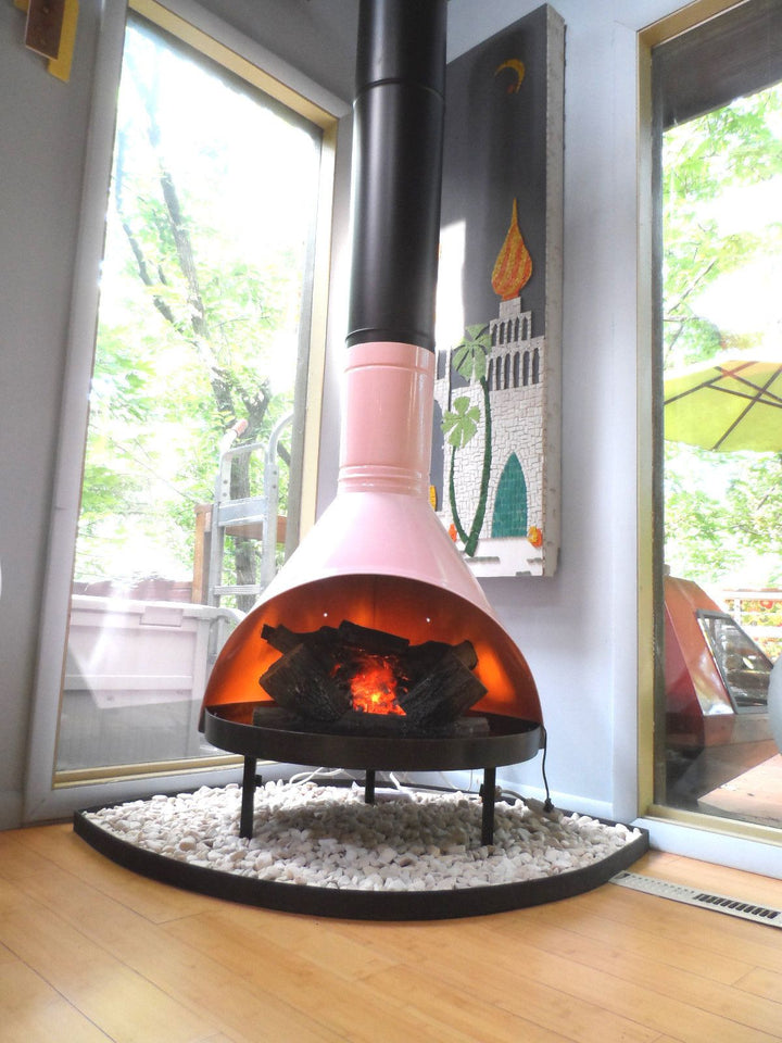 Pink Malm Zircon Fireplace mid century modern bright pink fireplace