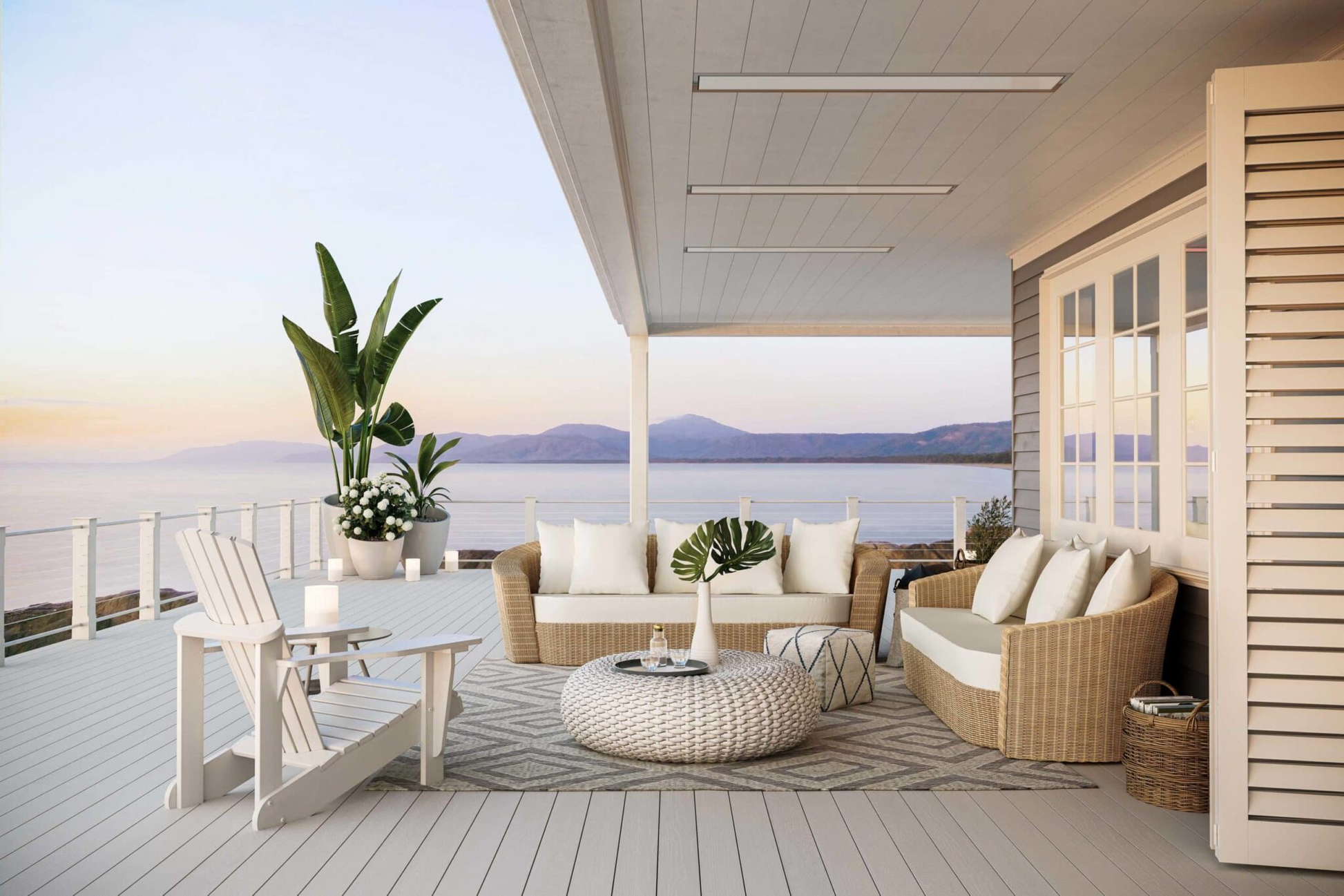 Three marine outdoor ceiling mount 3400W white Bromic Platinum Electric heater