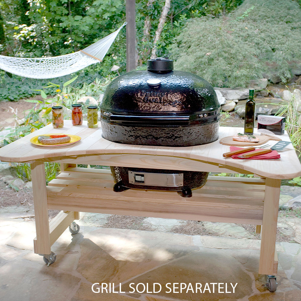 Smokey Mountain, Fireplaces, Primo, Grills, Outdoor Living, Burner, Fire, Primo Ceramic, Grill Head, XL 400, Kamado Grill, Cypress, Table