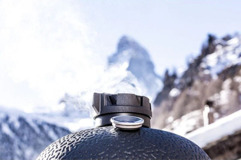 Close view of BSTRD Urban compact kamado grill, outdoor cooking grill
