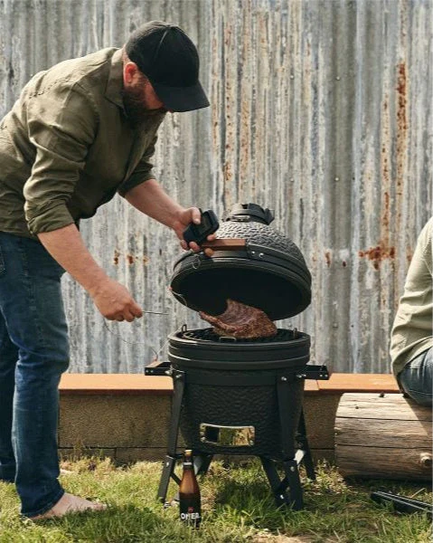 BBQ outdoor cooking with Freestanding BSTRD Urban compact kamado grill, 30.37" tall Outdoor cooking grill