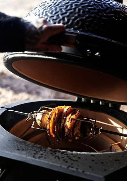 outdoor cooking with BSTRD Urban compact kamado grill, 30.37" tall Outdoor cooking grill