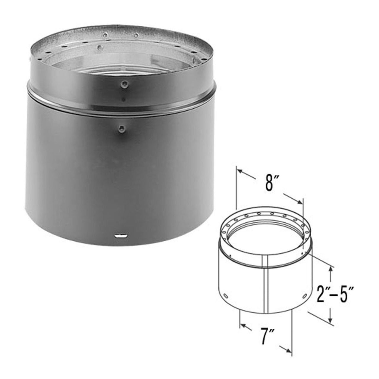 7" x 6" DVL Adjustable Double-Wall Black Pipe