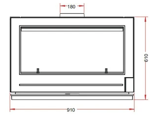 Metric and standard Dimensions for Mid Century Modern Wood Stove. 35.8" Wide. 24" tall and a 7" flue