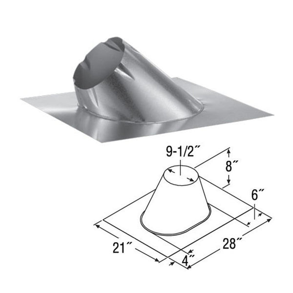 6" 7'' or 8" DuraTech 0/12 - 6/12 Adjustable Roof Flashing - 7DT-F6 8dt-f6 6dt-f6