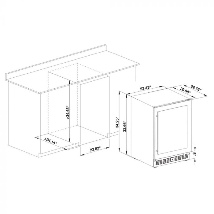 dimensions for the outdoor fridge that locks this is the cut out sizes