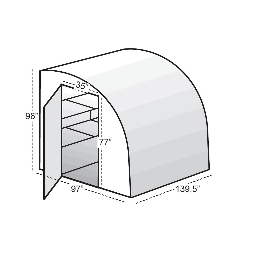 Solexx harvester small greenhouse dimension 96"H X 139.5"L X 97"W