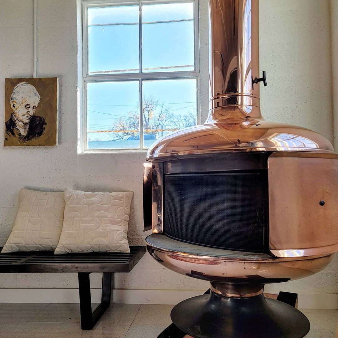 This is a freshly Polishes Copper Malm Fireplace. Copper Scandinavian style Fireplace. Comes in Brass Stainless Steel and Copper Finished For this fireplace
