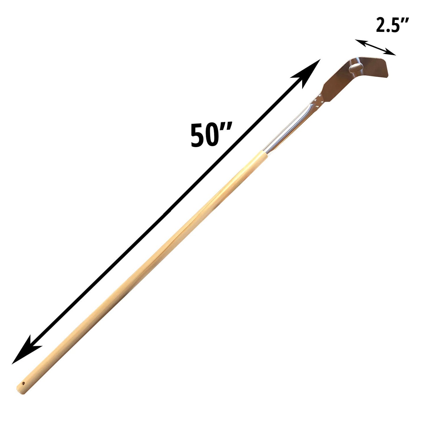 STAINLESS STEEL ASH HOOK WITH WOODEN HANDLE (LENGTH 50")