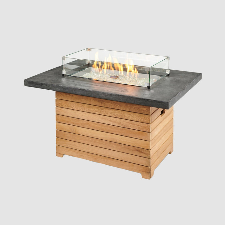 Darien Rectangular Gas Fire Pit Table, Gas Fire Pit Table, Aluminum top, Fire Pit Table