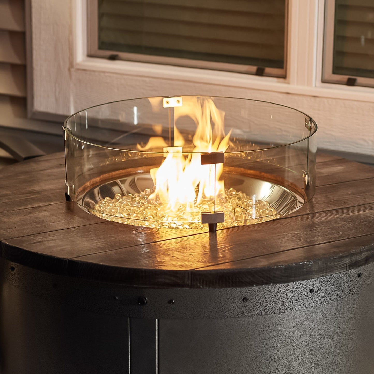 Edison Round Gas Fire Pit Table, Gas Fire Pit Table, Fire Pit Table