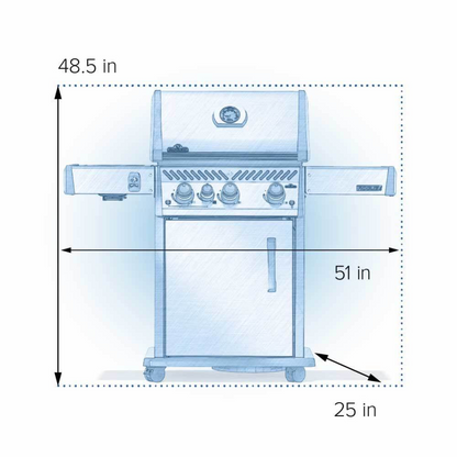 rogue pro 425 SIB with hinged infrared side burner dimensions