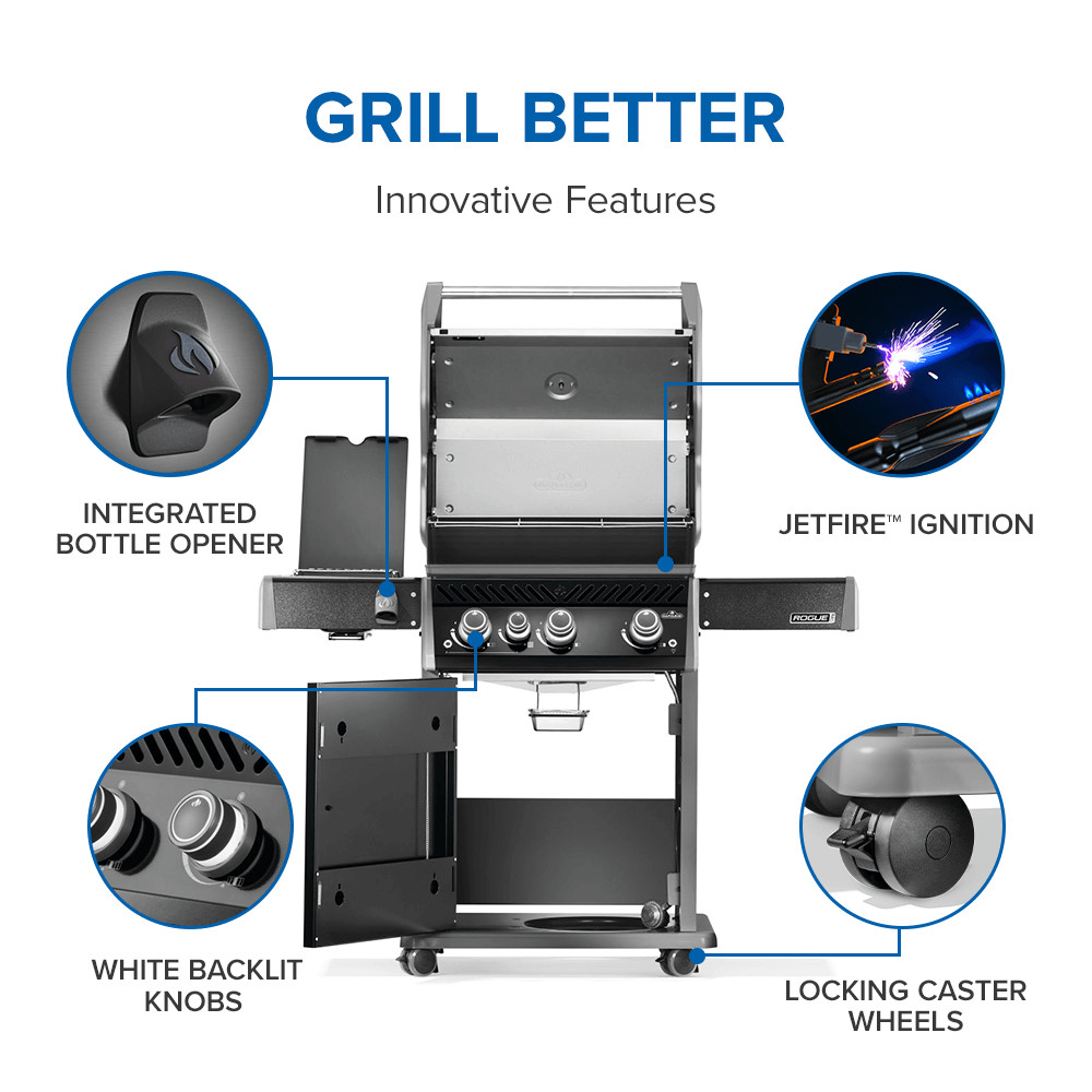  rogue pro 425 SIB with hinged infrared side burner Innovative features