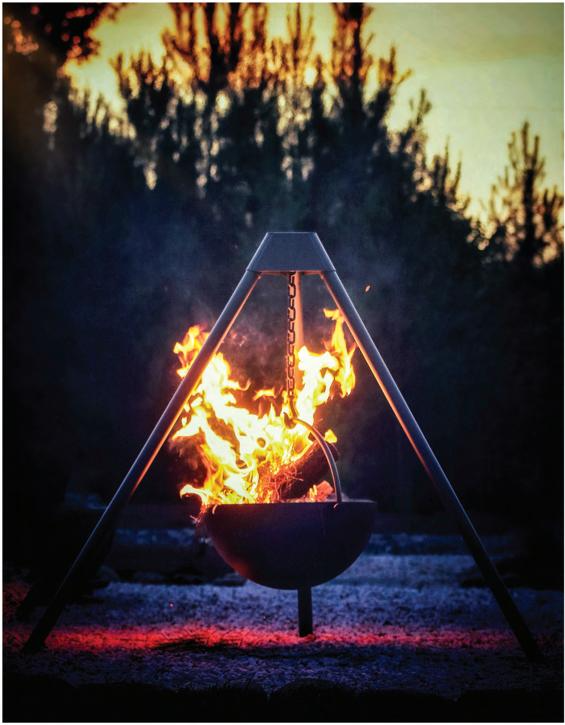 Cowboy Cauldron 'THE DUDE' Wood Burning Fire Pit is a 24" fire bowl that is hanging by a chain with a Burning wood flame. BACKYARD SOPHISTICATION, IN A MODULAR FLOATING FIRE PIT PIECE DESIGNED TO BE FUNCTIONAL AND ARTISTIC

The cowboy Cauldron Wrangler is a Modular Floating Firepit that with not only heat up the night, but wow your guests with its beauty and craftsmanship.&nbsp;

Made Right here in the USA the Cowboy Cauldron is a one of a kind outdoor patio feature, that is easily moved to be anywhere