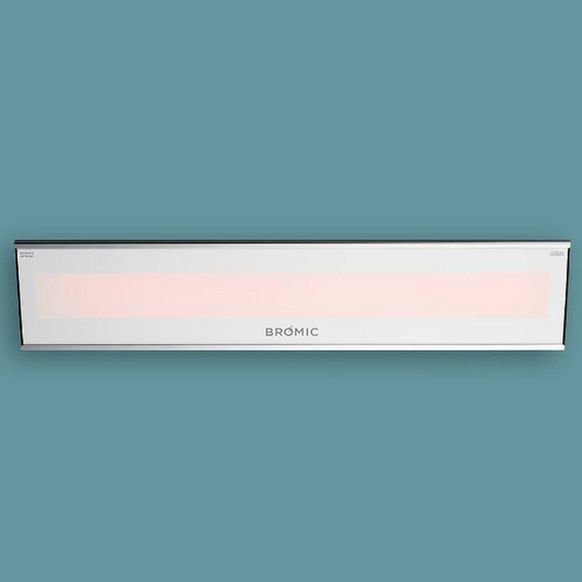 Front view 2300W white bromic platinum smart-heat electric marine heater with blue background