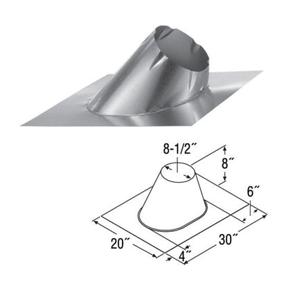DuraVent 6" Class A Chimney Pipe Adjustable Roof Flashing for 7/12 - 12/12 Pitch