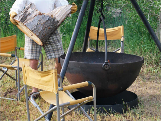 Cowboy Cauldron Steel Fire Ring, 29" High Temp Coating Fire Ring To Enhance Your Outdoor Cooking Experience