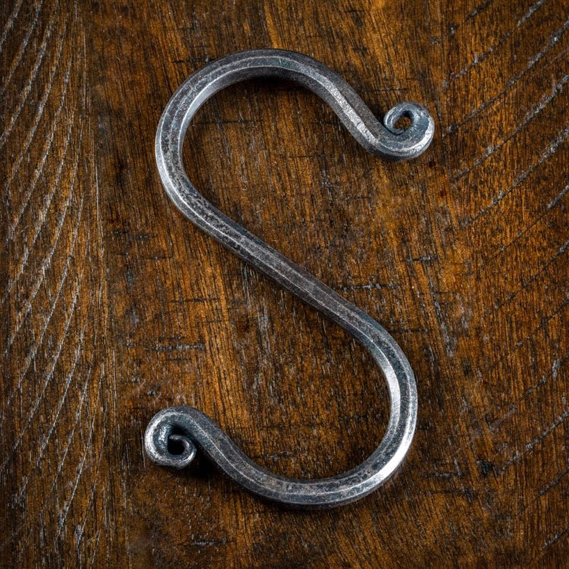 Hand-Forged S-Hooks 5" Essential Tool for Open Fire Cooking to safely Hang and Move Pots