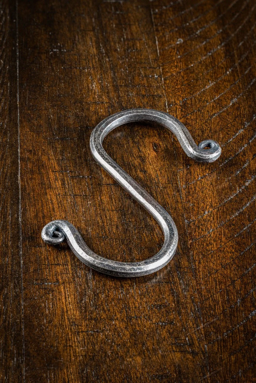 Hand-Forged S-Hooks 5" Essential Tool for Open Fire Cooking to safely Hang and Move Pots