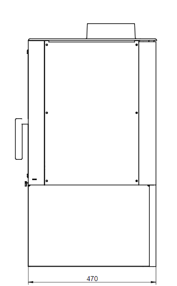 Dimensions in Metric for the KFD STO M17 Free Standing Fireplace and Mid Century Modern style