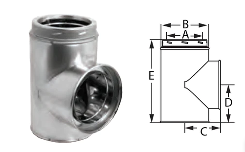 DuraVent DuraTech 7" Diameter 7DT-ST Galvalume Standard Tee w/Cap