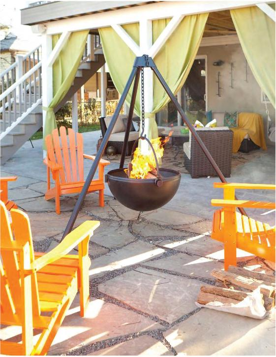 Backyard Tripod Stand Hang Wood Burning Fire Pit 