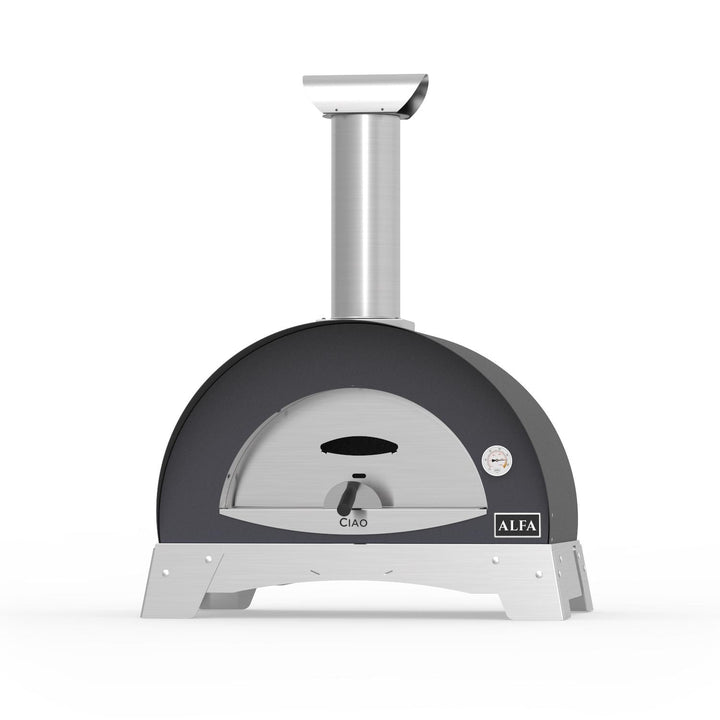 Stock image From Alfa Factory of the Silver Grey Series - This Wood Burning Pizza Oven is Highl quality and uses all the best professional pizza oven technology so you can have it in your very own backyard kitchen