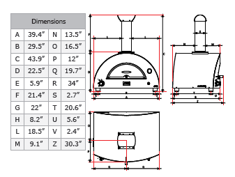 DIMENSIONS FOR THE WOOD FIRE PIZZA OVEN 