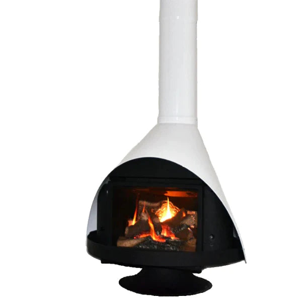 This is the DIRECT VENT Gas Model of the Malm High Sierra Zircon Mid Century Modern Fireplace. with Wood Logs