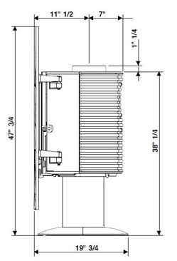 side dimensions for the cast iron wood stove