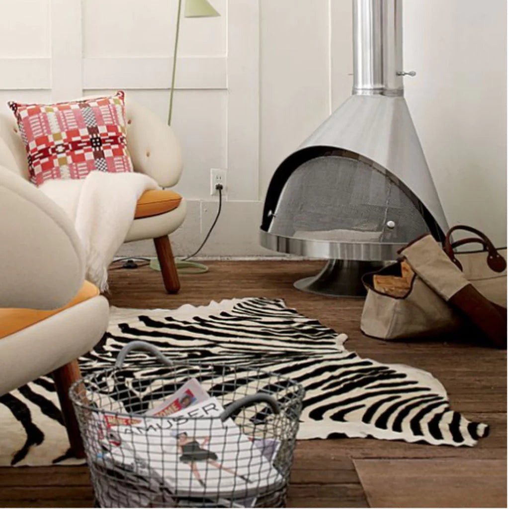 Mid Century Modern Stainless Steel Fireplace