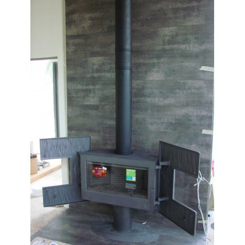 French door Modern Wood Stove- Largest wood burning stove with longer logs than most others