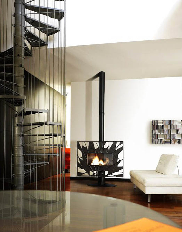 Invicta gaya is the perfect way to make your living room pop with a modern style. Mid Century Modern cast iron wood fireplace.