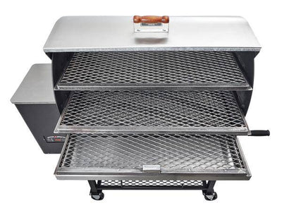 slide out the grates for easy access to the meats in your Pellet Grill